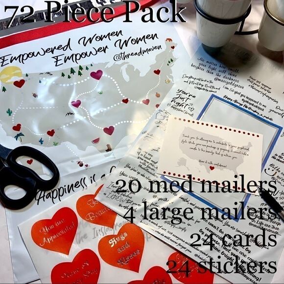 72 P	C BUNDLE MAILERS COMPLETE W CARDS / STICKER NWT THANK YOU SHIPPING BUSINESS - Picture 1 of 11